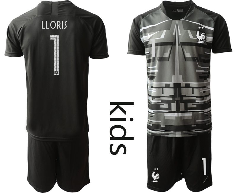 2021 European Cup France black Youth goalkeeper #1 soccer jerseys